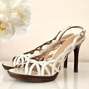 🌼ALDO Pearl White Strappy Slingback Heel Sandals